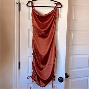 NEW mini dress ruched sides with silky camisole